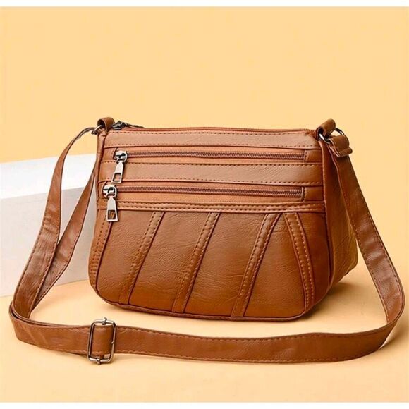 2/$30 Ladies Brown Fashionable Crossbody Bag - Sling Shoulder Bag - Picture 1 of 10